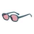 Ovale türkisblaue Sonnenbrille mit hellrosa Gläsern und trendigem Retro-Design-Stil - Blauer Rahmen Rosa Gläser (C3)