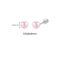 Pink pearl stud earrings with 4mm round pearls and silver post backing for women - Pink Artificial Pearl Ball / 4mm