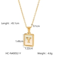 18K gold stainless steel necklace featuring a square white shell pendant with letter Y - Letter Y (HC-N40052-Y)