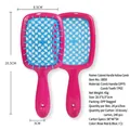 Lightweight pink and blue hollow hairbrush with GPPS handle and flexible TPEE teeth - Rose Red + Blue