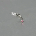G23 titanium pink round zircon belly ring with a clear marquise drop pendant - Gauge-Length: 1.2x8 / Round-Rose Red Rhinestone