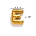 Glossy gold bubble letter E necklace pendant with 15mm by 21mm size measurements - Gold E