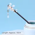 Vintage style wooden hair stick with white resin flower and pearl tassel, 18cm long - Twin Flower Love - White