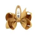Mustard yellow grosgrain ribbon bow hair clip with silver metal BB snap fastener - Mustard Yellow