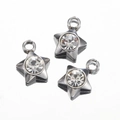 Tre ciondoli a forma di stella in acciaio inossidabile argentato con cristalli - Ciondolo con Strass / Pentacolo Argento