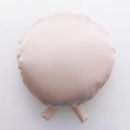 Adjustable light pink satin sleep bonnet with a decorative bow for hair protection - Champagne Pink
