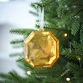 Gele gefacetteerde acryl kerstversiering aan boom met lichtjes, 10cm hoogte - Klein / Edelsteen Goud
