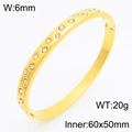 Luxurious 18K gold plated oval bangle with sparkling cubic zirconia crystals for women - Hammered Texture Style (KB210737-KSZ)