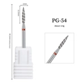 PG-54 diamond nail drill bit with red ring for professional cuticle prep and removal - PG-54 Red-Long Fine Bit