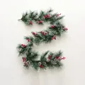 Deluxe 2m PE Christmas garland with red berries, pine cones and snow flocked details - 2M Snow Pine Cone Red Berry Garland G