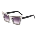 Occhiali da sole cat-eye bianchi con perle e strass e lenti viola sfumate - Montatura Bianca/Lenti Grigio Sfumato