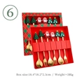 Christmas 6-piece golden cutlery set with festive cartoon toppers in a red gift box - No.6 - 6PCS Red Box Set / Gold