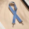 Adjustable wide woven shoulder strap in blue and white with silver metal clips - Jacquard Blue and White (Silver Buckle)
