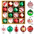 Set of 34 red, green, and white Christmas balls with glitter snowflake and deer patterns - New Reindeer Series - 34PCS