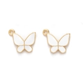 Gold plated butterfly charms with white enamel for DIY jewelry making and pendants - White