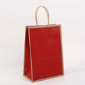Red kraft paper gift bag with brown twisted handles and reinforced base for shopping - 11X6X15cm / Dark Red