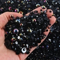 Flatback half round pearls and black resin rhinestones for DIY nail art and phone cases - 30 g / Black Series-14