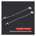 Silver titanium steel extension chain with lobster clasp and metal tag - Triangle Plate Style Extension Chain (Silver)