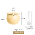 1400ml large ceramic lard container with lid and spoon for kitchen spice storage - 1400ml Cream Yellow (Double Ear)