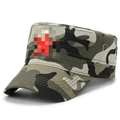 Classic jungle camouflage flat top military cap with breathable metal eyelets for men - Star Embroidery / Camouflage