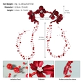Elegant red flower headband with pearl tassels and beads for party hair styling - Red