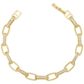 Vergoldetes Messing-Kettenarmband mit Zirkonia-Mikropavé und H-Verschluss für Damen - Gold