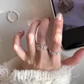 Three-piece S925 sterling silver ring set with twisted rope and beaded textures - JZ0763-Chain 3-piece Set