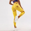 Pantalon de yoga tie-dye jaune taille haute avec effet push-up et texture imprimée 3D - S / Bas / Tie-dye Jaune