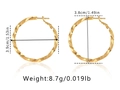 Details der 18K vergoldeten Creolen mit 3,8 cm Durchmesser und 8,7 g Gewicht - Goldener Gedrehter Ringstil (KE0997-4) / 18K-Gold