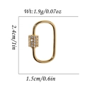 Gold oval jewelry carabiner clasp with white cubic zirconia pave and detailed dimensions - Gold Small Oval Style (DBN016-1)