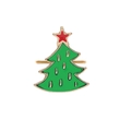 Golden Christmas tree napkin ring with green enamel and a red star on white backdrop - Christmas Tree Star Style (Z1001-11)