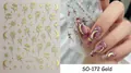 Retro gold foil nail sticker SO-172 with celestial moon stars and floral heart designs - SO-172 Retro Flower / Gold