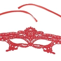 Elegant red lace masquerade eye mask with intricate cutout patterns for Halloween - Red