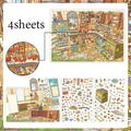Cute hamster kitchen themed DIY 3D scene stickers, 4 large sheets for scrapbook decoration - Mouse Food Street (open Today Part 36)