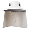 Outdoor sun hat with large brim and neck flap in light grey breathable fabric - Light Grey - Zippered