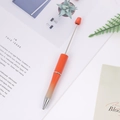 Creative DIY beaded ballpoint pen featuring an orange gradient barrel and metal rod - Red Gradient