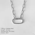 Silberne Edelstahl-Büroklammerkette mit industriellem Schraubverschluss-Anhänger - Großer Karabiner Büroklammerkette (XNL0049-1) / Silber