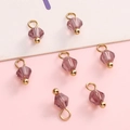 Purple faceted glass beads with gold accents for DIY jewelry making and bracelets - Purple Bicone Bead