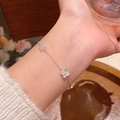 Silver bow butterfly charm bracelet featuring sparkling zircon stones on a fine chain - S699 Butterfly