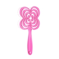 Pink vented hairbrush with hollow flower pattern and massaging ball-tipped bristles - Four-leaf Clover / Clover Rose Red