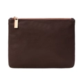 Large capacity dark brown makeup brush storage bag with premium lychee grain texture - Large Brown Bag