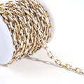 Cadena gruesa de acero inoxidable en oro y esmalte blanco para creación de joyas - Blanco