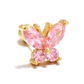 Pink gemstone butterfly stud earring in gold finish with a threaded screw ball back - Pink 18K Gold