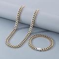 Two-tone silver and gold Miami Cuban link necklace and bracelet set in polished steel - 8mm Two-Tone Gold / Bracelet 20CM