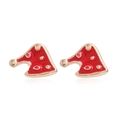 Gros plan détaillé sur des boucles d'oreilles pizza en émail rouge et métal doré - #22 Part de Pizza/Émail Rouge Bord Doré