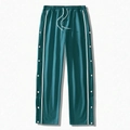 Dark green side button joggers featuring white side stripes and vintage drawstring waist - S / Malachite green