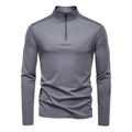 Men's UPF 100+ dark grey sun protection half-zip long sleeve athletic shirt - Dark Gray