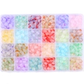 Close-up of 24-grid storage box with colorful 8mm glass jelly round beads for DIY jewelry making - Jelly Two-tone Beads / 24 Grids/480 Pcs