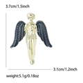 Detailed dimensions of the gold and dark blue enamel angel brooch in inches and cm - Blue