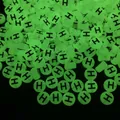 Luminous acrylic flat round bead with letter H in neon green for DIY jewelry making - Letter H (100Pcs/Pack)